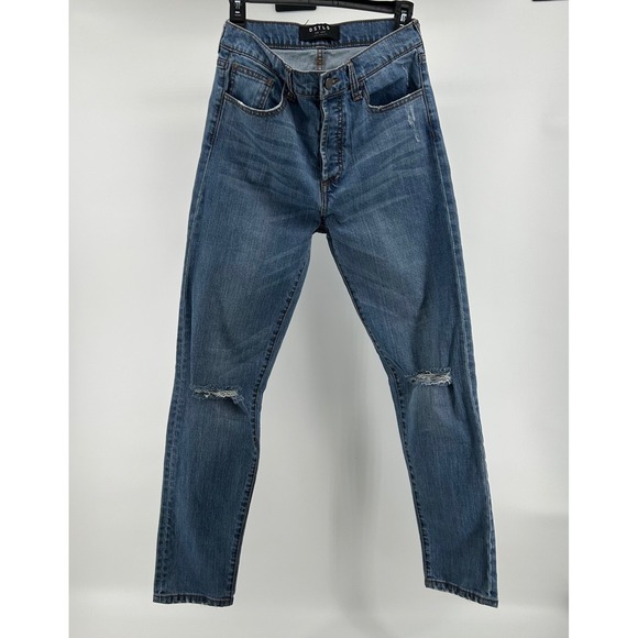 DSTLD | High Waisted Distressed Knees Mom Jeans, Medium Wash Size 28x30 Womens - Picture 1 of 12